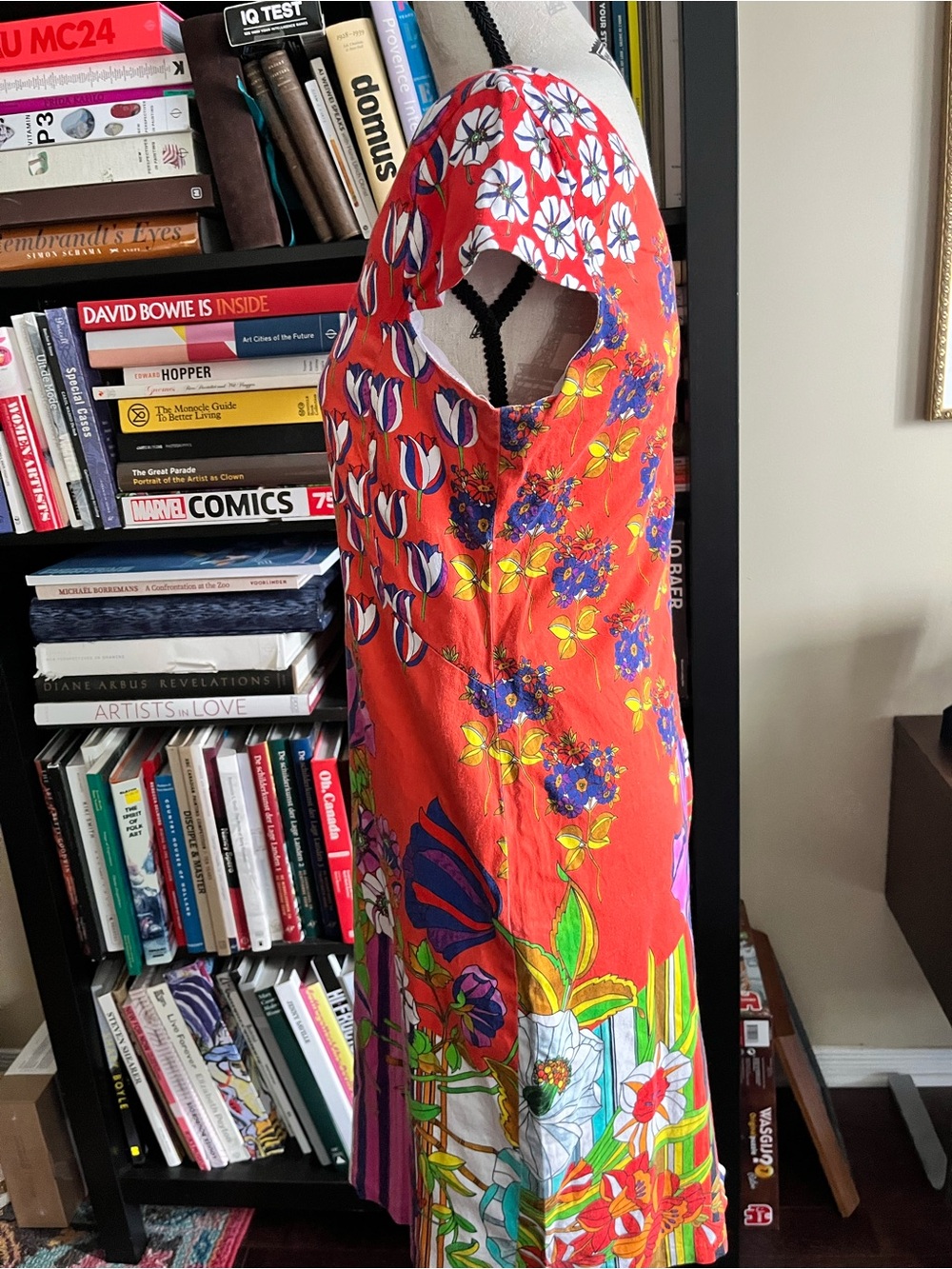 Vintage Paul Brial Bright Floral Midi Dress in Red and Multicolor 8-10 - Picture 5 of 7